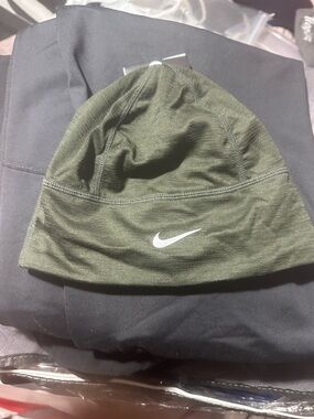 Nike Olive Green Beanie with White Swoosh